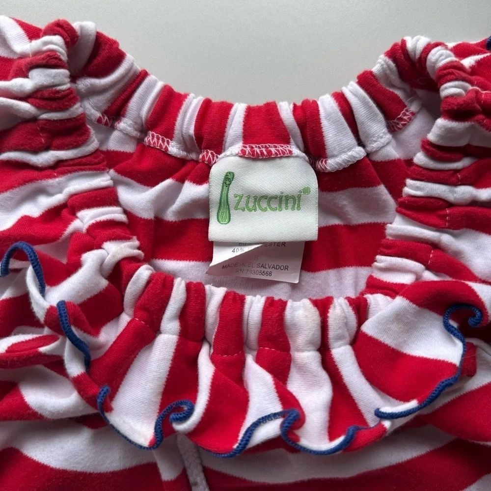 Zuccini Girls Red and White Striped Anchor Navy Dress size 6